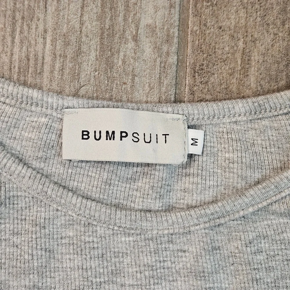 Bumpsuit Long Sleeve Maxi Dress Size M Grey Ribbed‎ Bodycon Stretch Maternity